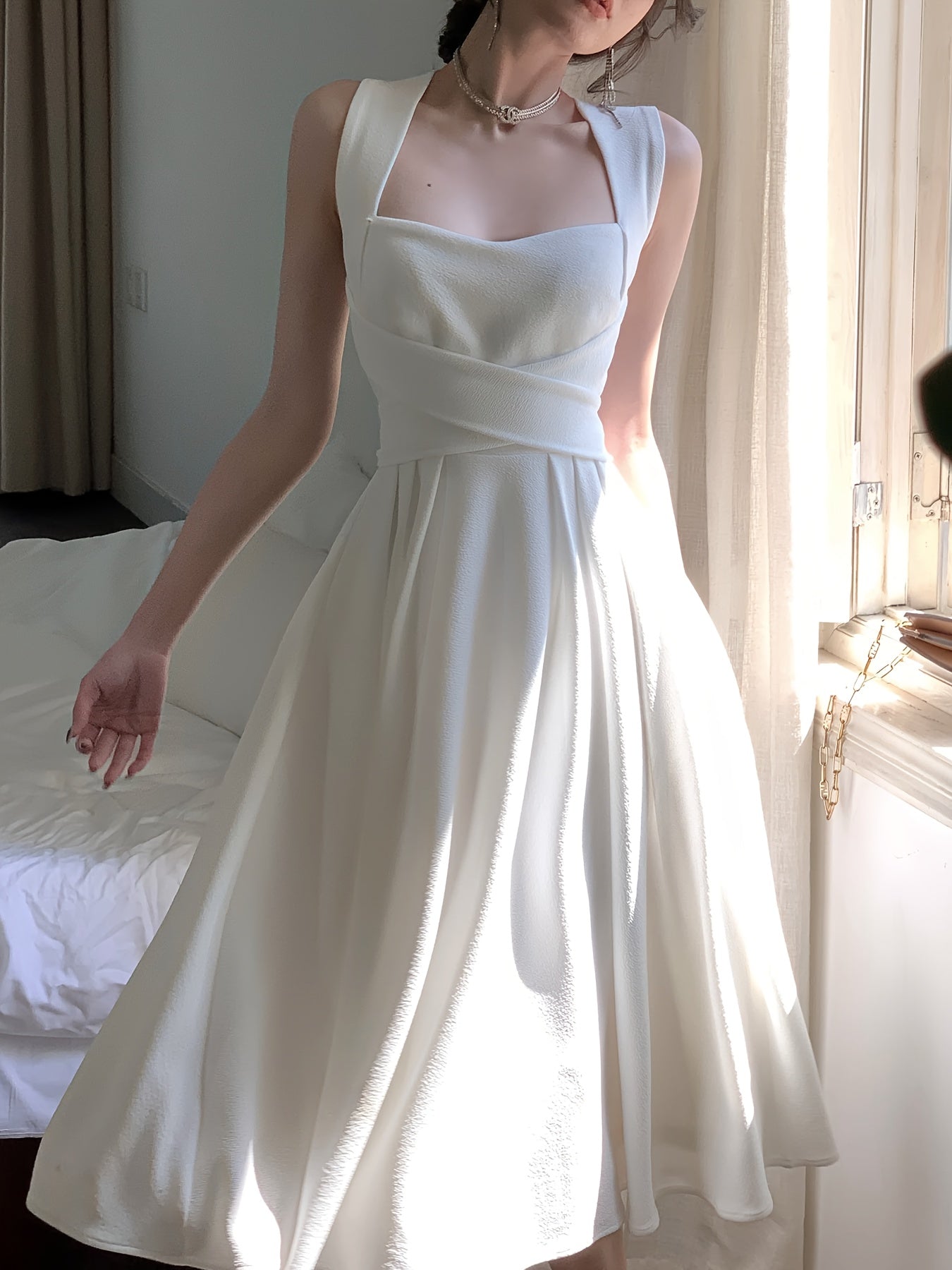 Elegancka Letnia Sukienka Midi – Retro Koreański Styl