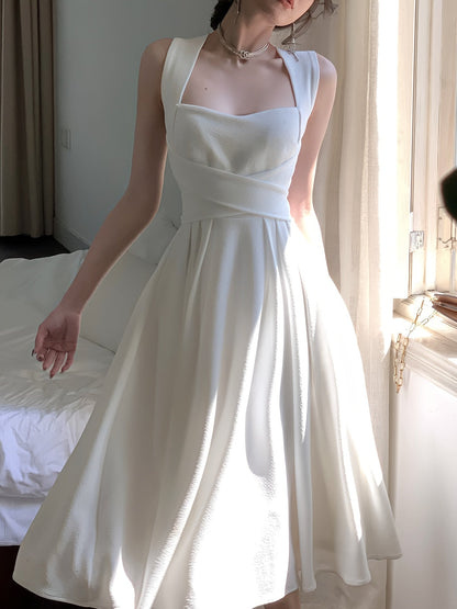 Elegancka Letnia Sukienka Midi – Retro Koreański Styl